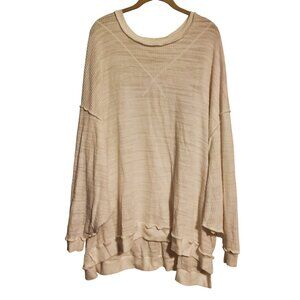 Free People White So Fresh Thermal Top Flowy Oversized Boxy Boho Chic Messy Girl